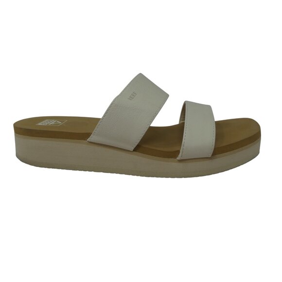 Reef Hali Hi 2 Bar White Open Toe Platform Wedge Slide Sandals Womens 10 - Picture 2 of 13